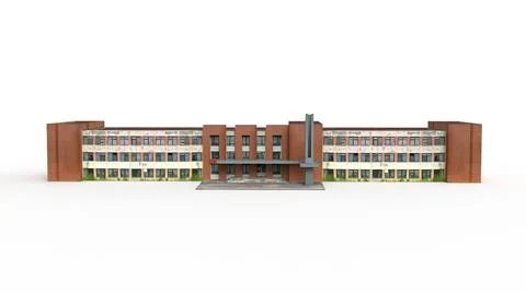 Old industrial building render on a white background. 3D rendering 스톡 일러스트