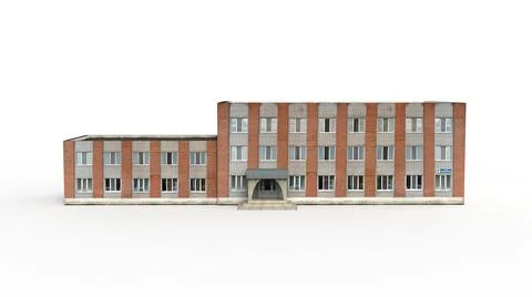 Old industrial building render on a white background. 3D rendering 스톡 일러스트