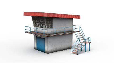 Old industrial building render on a white background. 3D rendering Stock Illustration