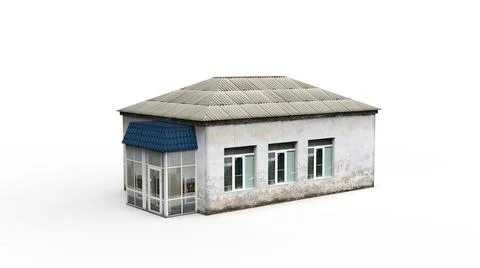 Old industrial building render on a white background. 3D rendering Stock Illustration