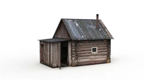 Old industrial building render on a white background. 3D rendering 스톡 일러스트