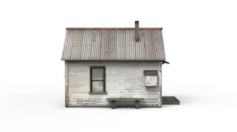 Old industrial building render on a white background. 3D rendering 스톡 일러스트