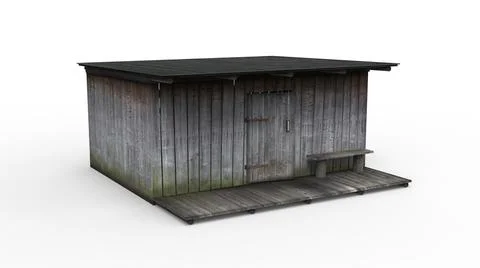Old industrial building render on a white background. 3D rendering 스톡 일러스트