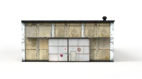 Old industrial building render on a white background. 3D rendering 스톡 일러스트