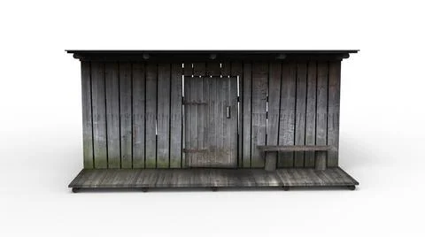 Old industrial building render on a white background. 3D rendering 스톡 일러스트