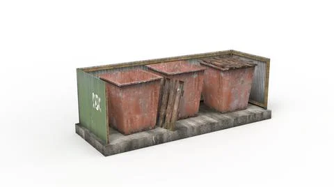 Old industrial building render on a white background. 3D rendering 스톡 일러스트