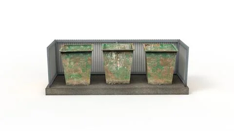 Old industrial building render on a white background. 3D rendering Stock Illustration