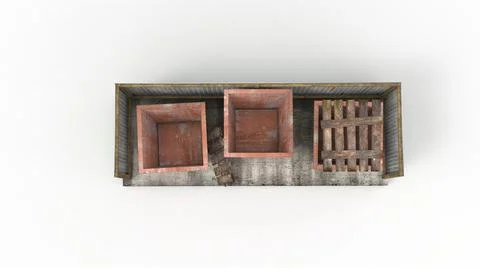 Old industrial building render on a white background. 3D rendering Stock Illustration
