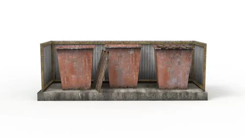 Old industrial building render on a white background. 3D rendering 스톡 일러스트