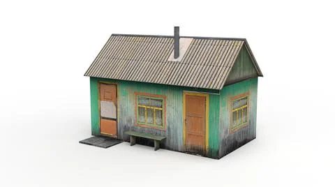 Old industrial building render on a white background. 3D rendering 스톡 일러스트