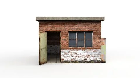 Old industrial building render on a white background. 3D rendering 스톡 일러스트