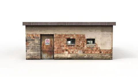 Old industrial building render on a white background. 3D rendering Ilustración de archivo