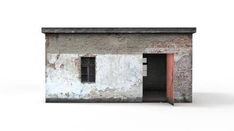 Old industrial building render on a white background. 3D rendering 스톡 일러스트