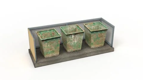 Old industrial building render on a white background. 3D rendering Stock Illustration