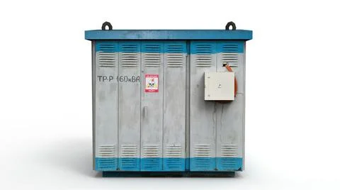 Old industrial building render on a white background. 3D rendering Ilustración de archivo