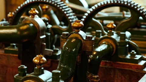 Old industrial steam engine in motion Stock Footage 321744047