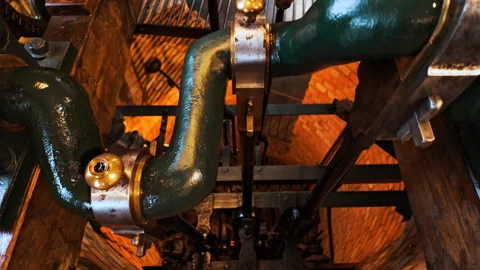 Old industrial steam engine in motion Stock Footage 321758125