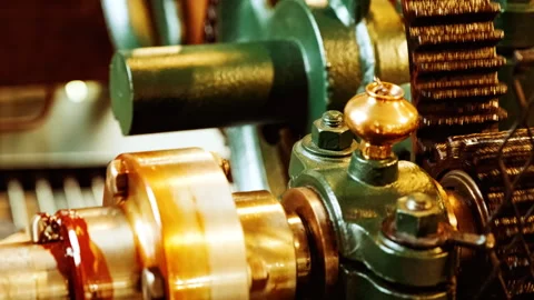 Old industrial steam engine in motion Stock Footage 323014697