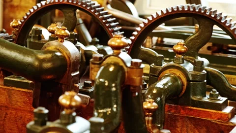 Old industrial steam engine in motion Stock Footage 323014869