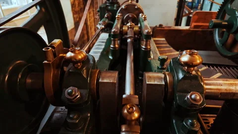 Old industrial steam engine in motion Stock Footage 323042342