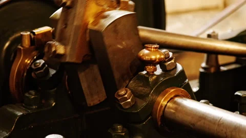 Old industrial steam engine in motion Stock Footage 325631536