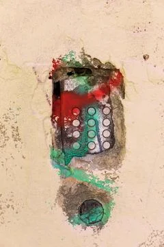 Old intercom smeared in paint Stock Photos