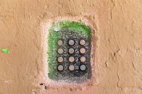 Old intercom smeared in paint Stock Photos