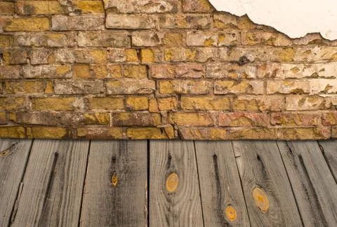 Old interior with brick wall Stock Photos