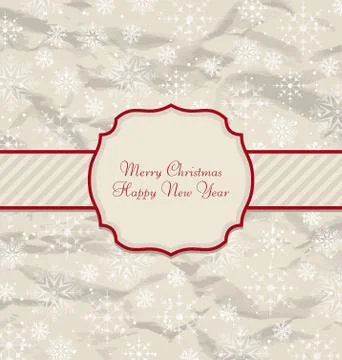 Old Invitation with Snowflakes Texture for Winter Holidays Stock Illustration