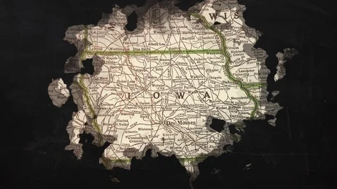 Old Iowa State Map USA Stock Footage 125264146