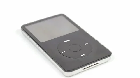 Old ipod classic rotating on white background Stock Footage 40592665