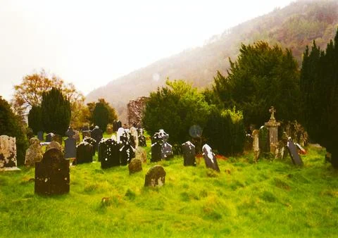Old Irish Celtic graveyard Stock Photos