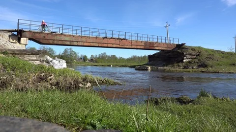 Old iron bridge Video stock 108735732