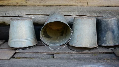 Old iron buckets Stock Footage 110838113