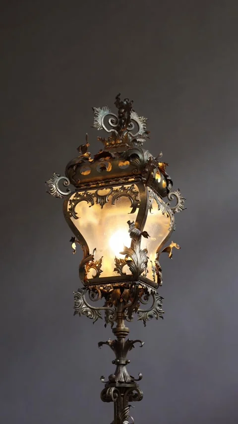 Old iron lamp vertical video Stock Footage 286041491