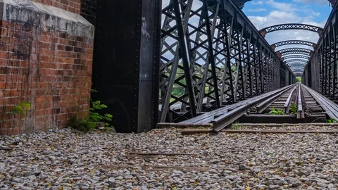 Old Iron Rail Bridge Time Lapse, Malaysia Stock Footage 125290690
