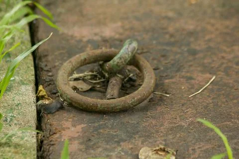Old iron ring that is rusty 스톡 사진