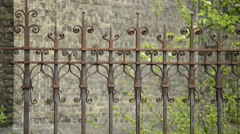 Old iron rusty fence Stock Footage 23533669