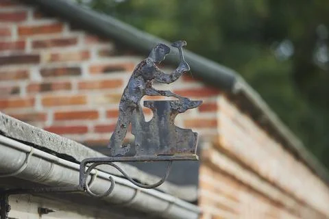 An old iron sign for a blacksmith's workshop in Denmark Stock Photos