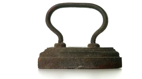 Оld iron on a white background loop Stock Footage 30578211