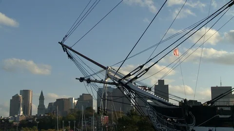 Old Ironsides bow and Skyline Stock Footage 106594534