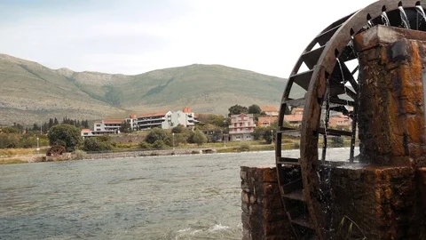 Old irrigation system wheel in Trebinje Stock Footage 112735264