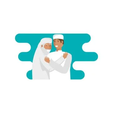 Old islamic man with son 스톡 일러스트