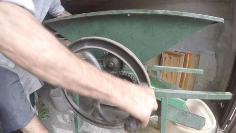 Old Italian making making wine by hand Stock-Footage 104186342