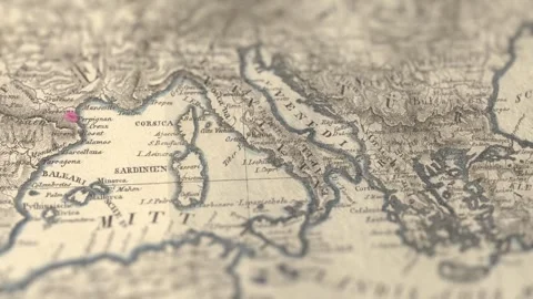 Old Italy Paper Map, Slider Shot Stock Footage 276362491