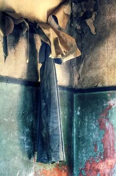 Old Jacket in Abandoned House 库存照片