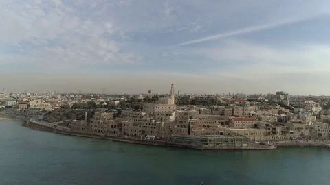 Old Jaffa drone marina 스톡 동영상 85274549