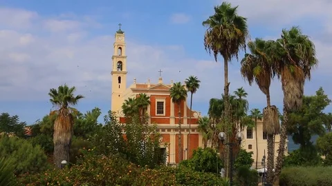 Old Jaffa St. Peter’s Roman Catholic Franciscan Church Stock Footage