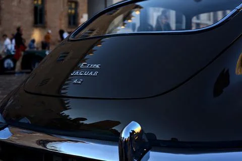 Old Jaguar E Type during the 2022 edition of the Gran Premio Nuvolari Stock Photos