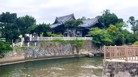 Old Japan by a Tranquil Waterside Stock Footage 310310905